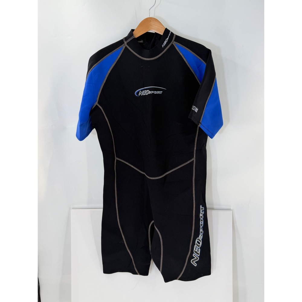 NeoSport 2mm Shorty Wetsuit Mens 3XL Black Blue Short Sleeve Back Zip Snorkel